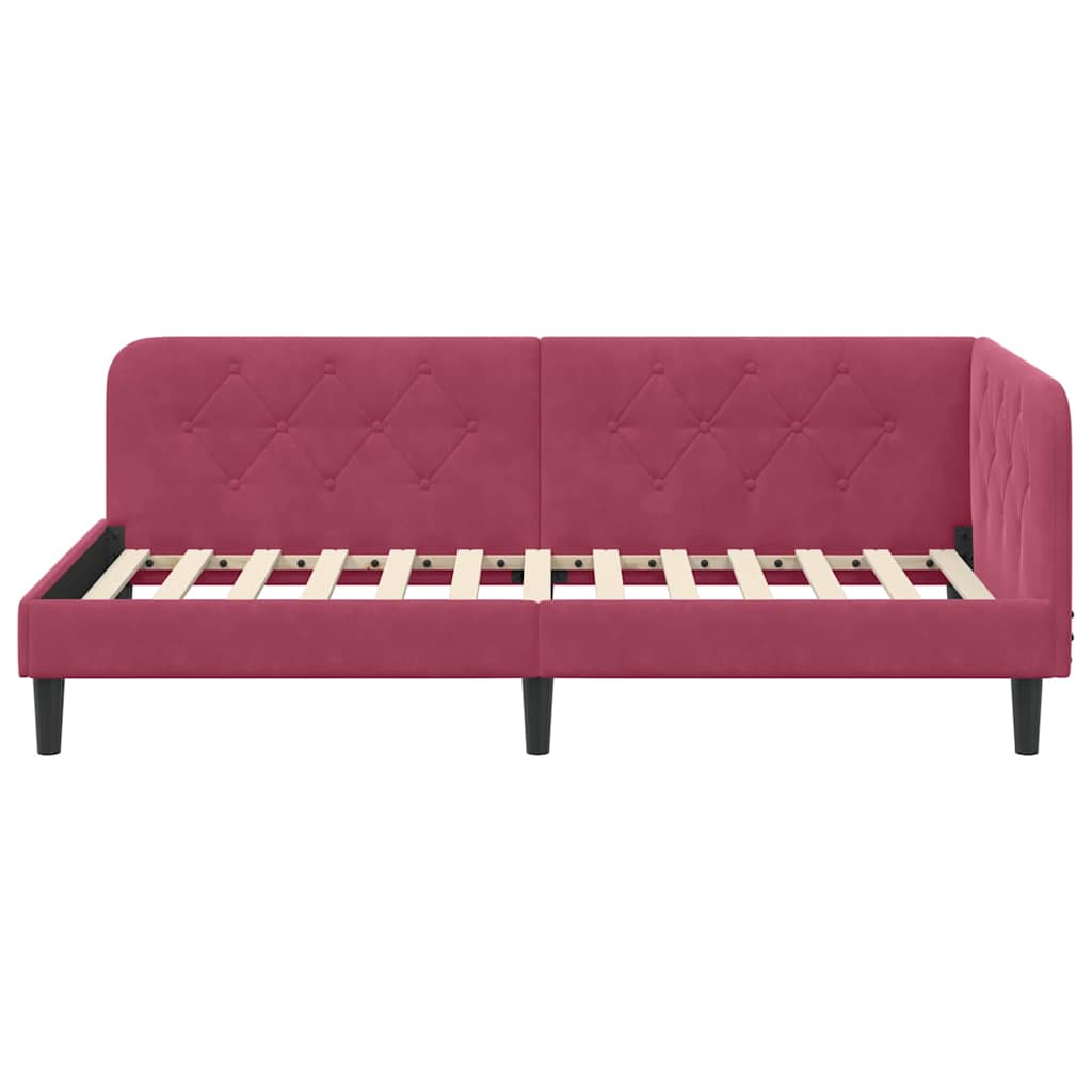 Kutni okvir kreveta Vinska crvena 100 x 200 cm Baršun