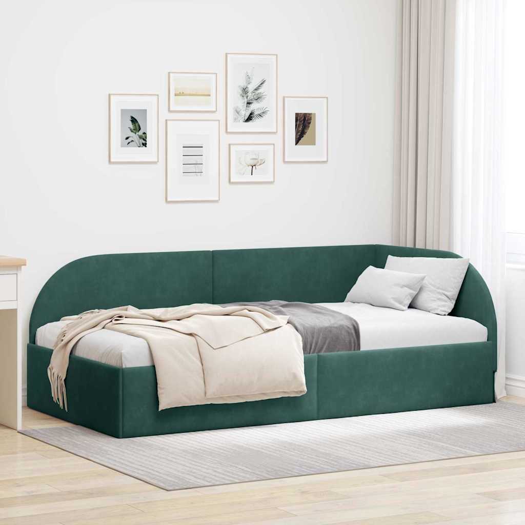 Kutni okvir kreveta Tamnozelena 80 cm x 200 cm Baršun