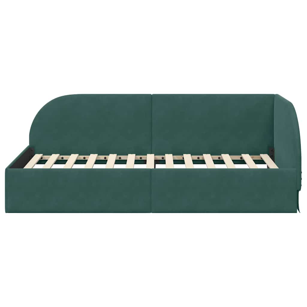 Kutni okvir kreveta Tamnozelena 80 cm x 200 cm Baršun