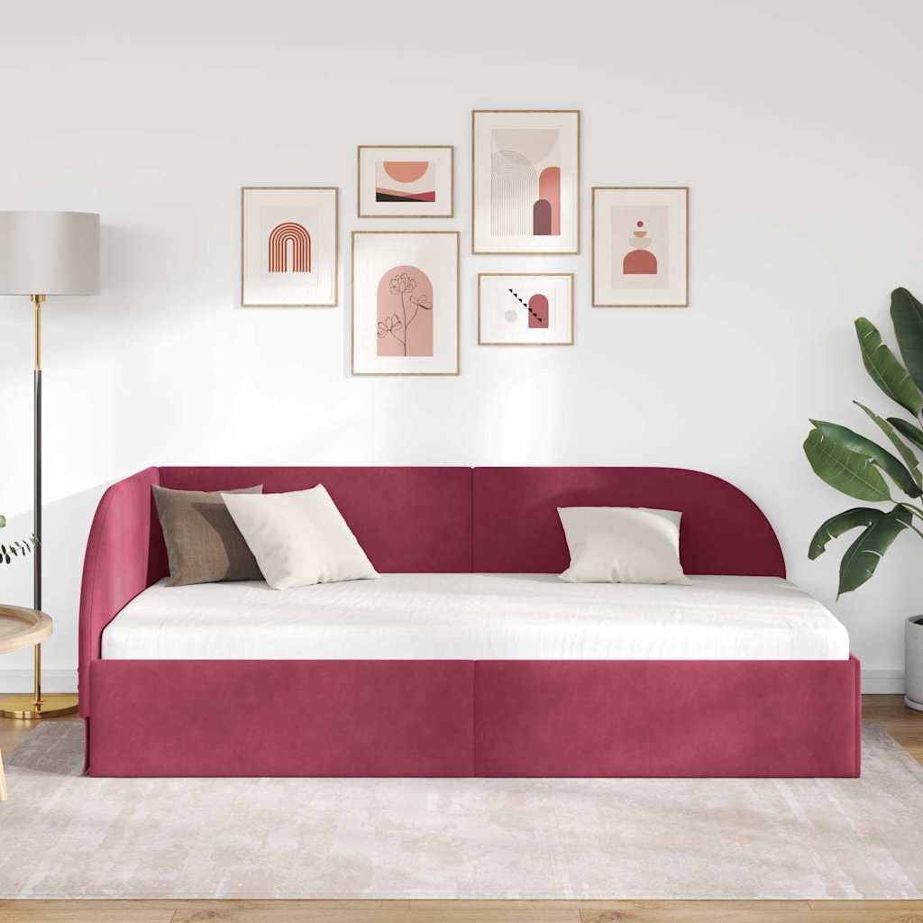 Kutni okvir kreveta Vinska crvena 80 cm x 200 cm Baršun