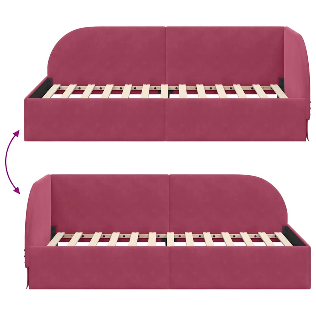 Kutni okvir kreveta Vinska crvena 80 cm x 200 cm Baršun