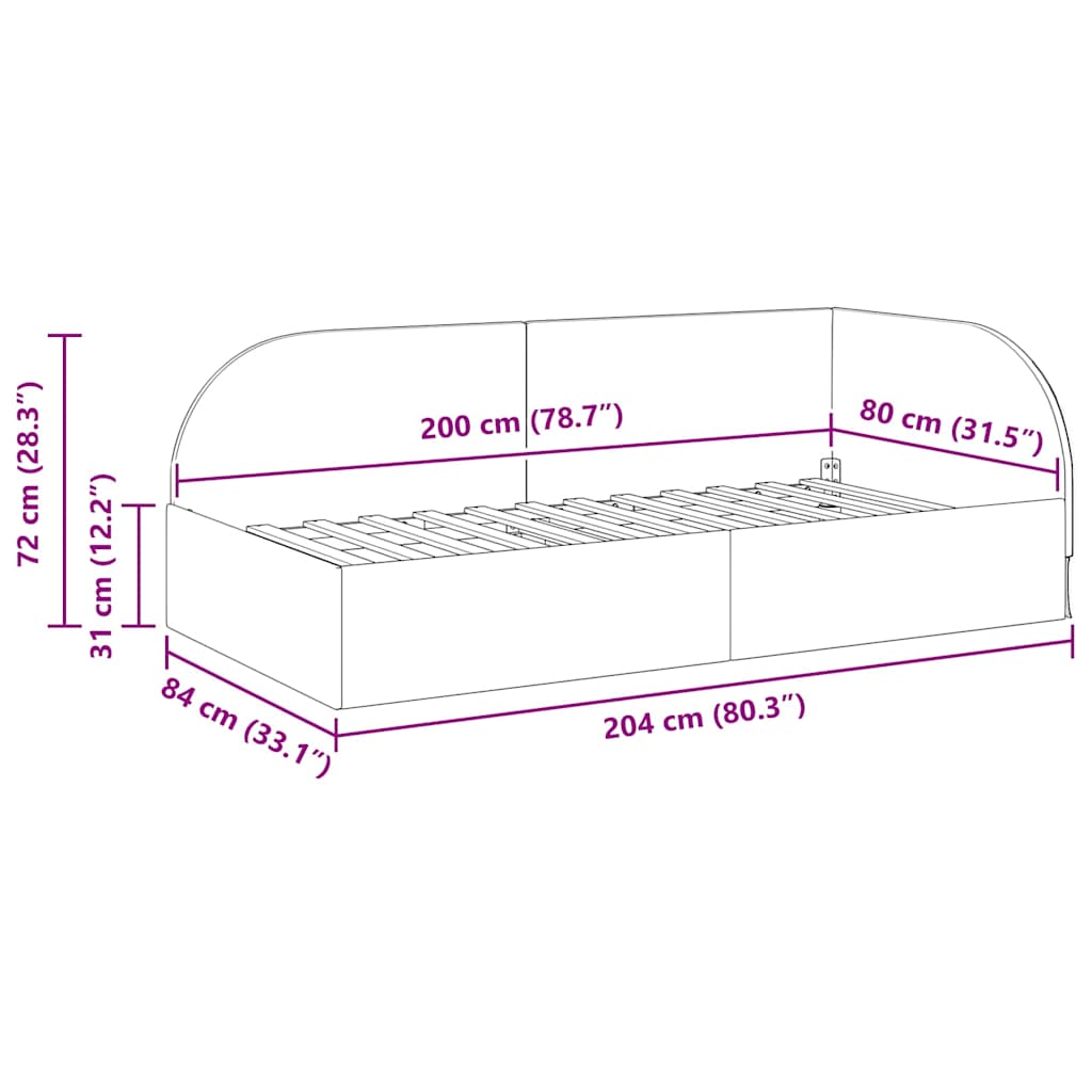 Kutni okvir kreveta Vinska crvena 80 cm x 200 cm Baršun