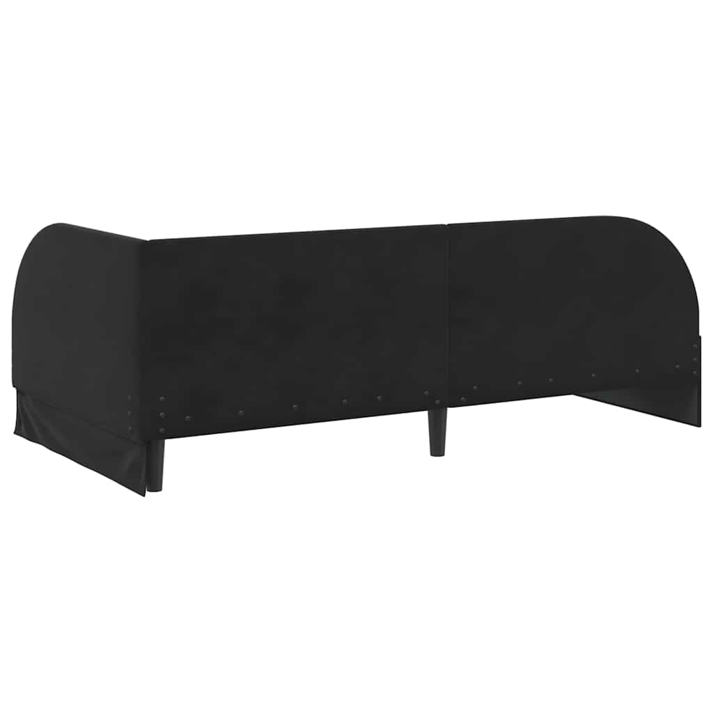 Kutni okvir kreveta s uzglavljem Crna 80 cm x 200 cm Baršun