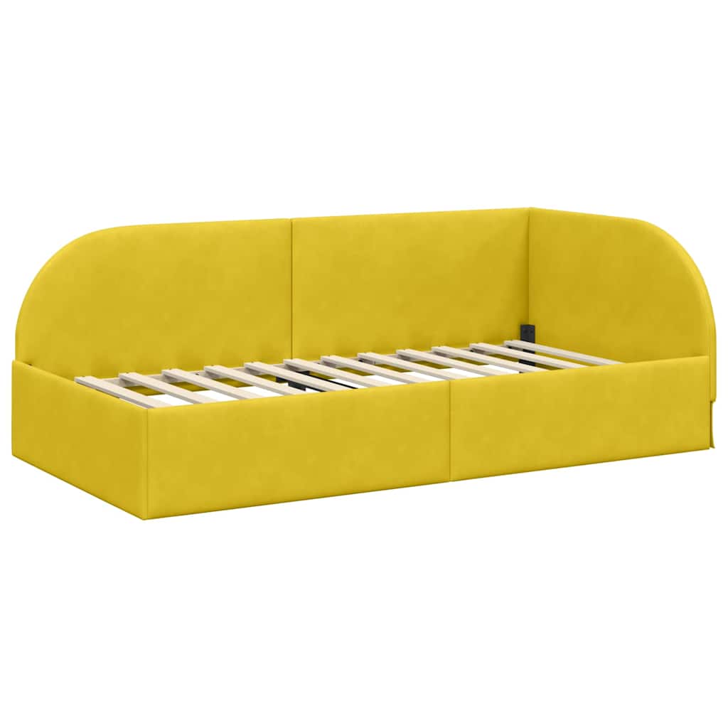 Kutni okvir kreveta s uzglavljem Žuta 80 cm x 200 cm Baršun