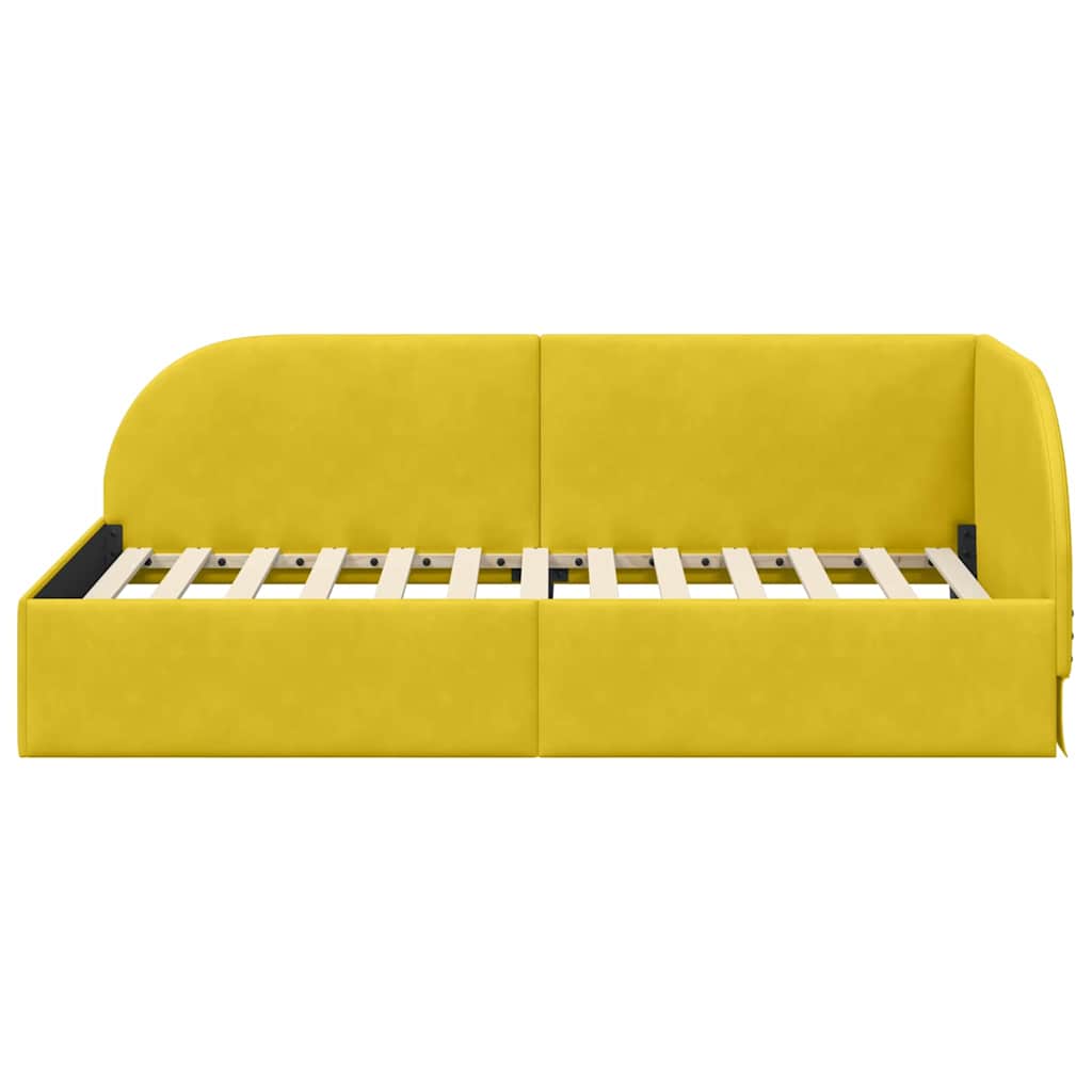 Kutni okvir kreveta s uzglavljem Žuta 80 cm x 200 cm Baršun