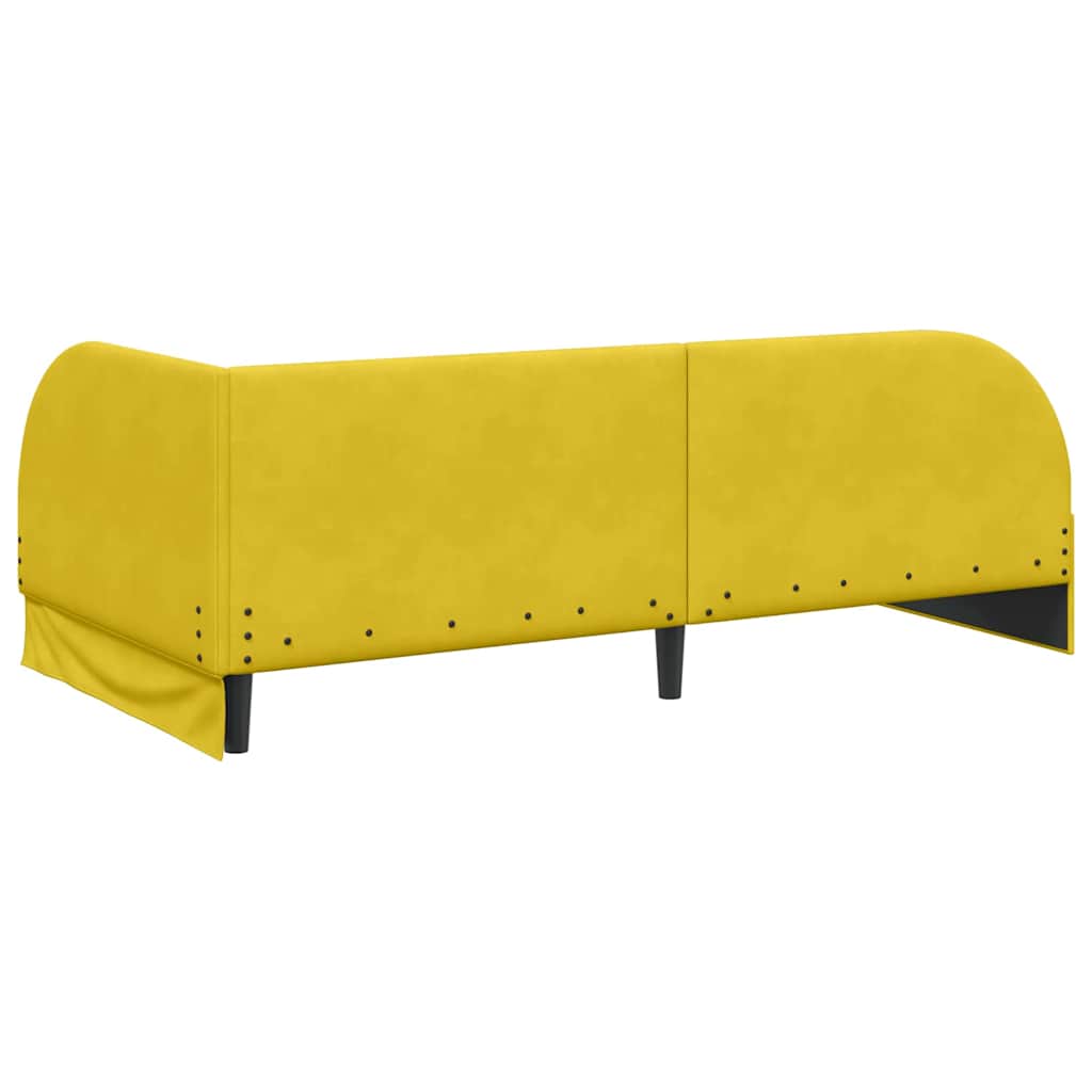 Kutni okvir kreveta s uzglavljem Žuta 90 cm x 190 cm Baršun