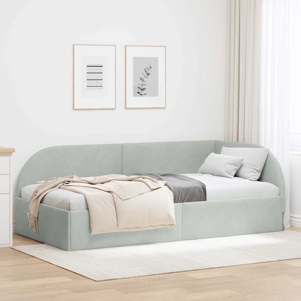 Kutni okvir kreveta Svijetlo siva 90 cm x 200 cm Baršun