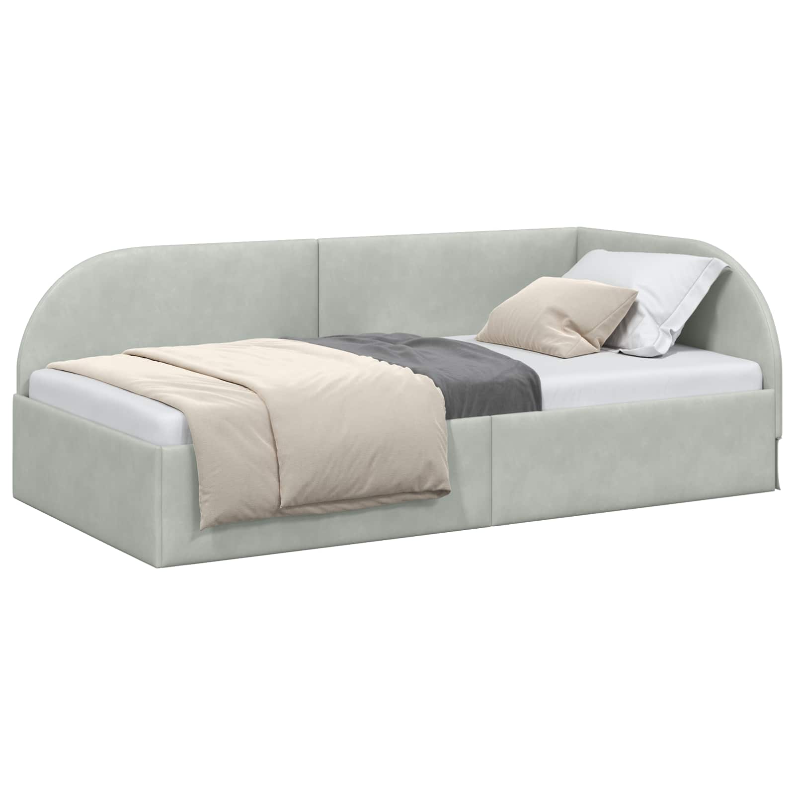 Kutni okvir kreveta Svijetlo siva 90 cm x 200 cm Baršun