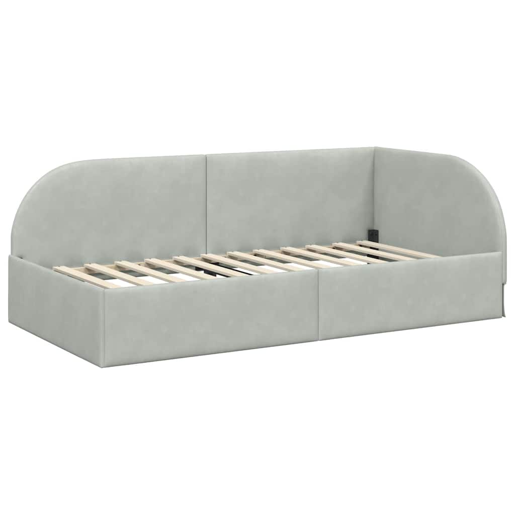 Kutni okvir kreveta Svijetlo siva 90 cm x 200 cm Baršun
