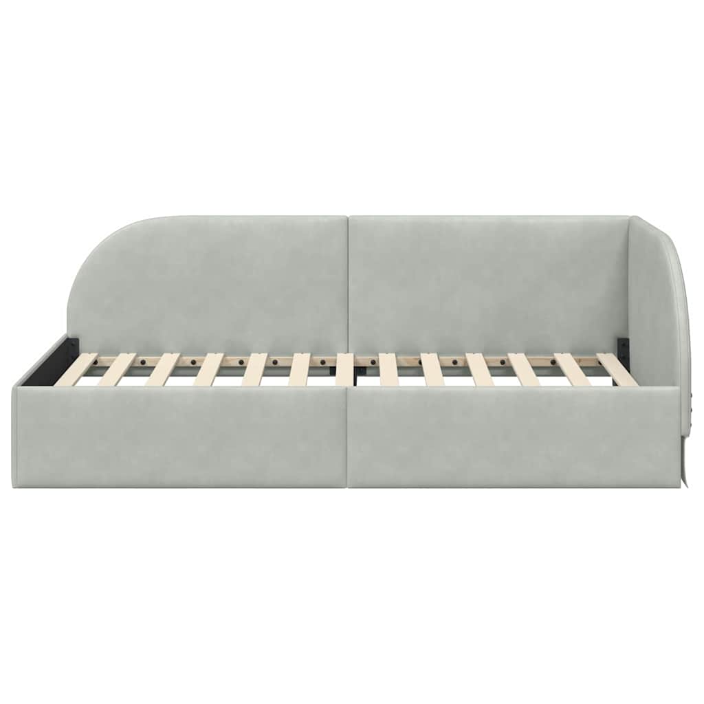 Kutni okvir kreveta Svijetlo siva 90 cm x 200 cm Baršun