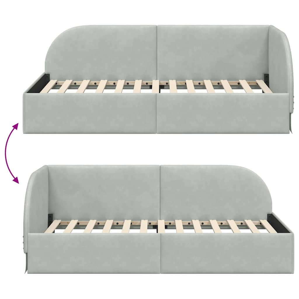 Kutni okvir kreveta Svijetlo siva 90 cm x 200 cm Baršun