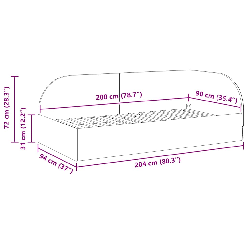 Kutni okvir kreveta Svijetlo siva 90 cm x 200 cm Baršun