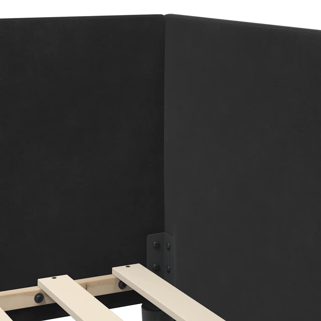 Kutni okvir kreveta s uzglavljem Crna 90 cm x 200 cm Baršun
