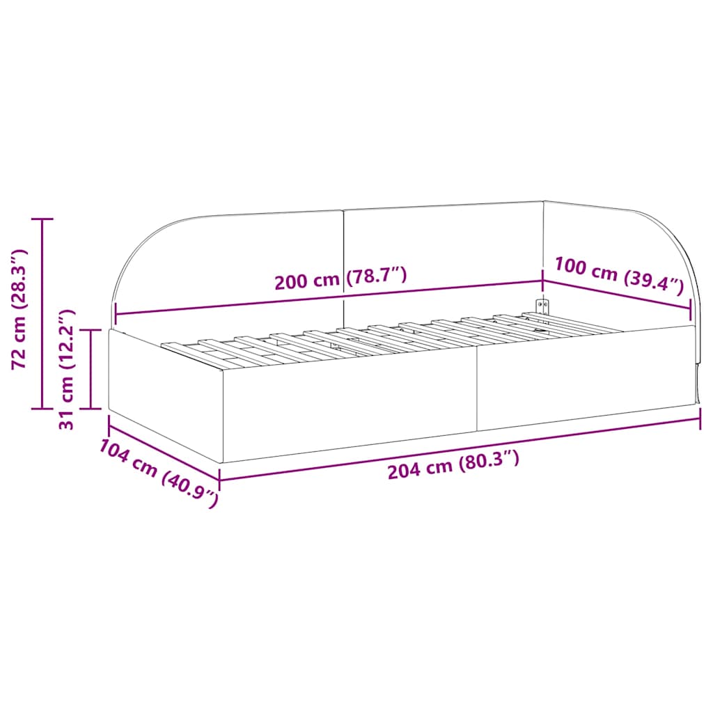 Kutni okvir kreveta Tamnozelena 100 cm x 200 cm Baršun