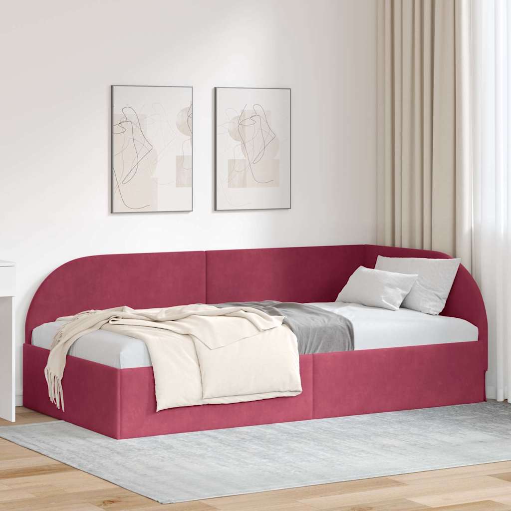 Kutni okvir kreveta Vinska crvena 100 cm x 200 cm Baršun