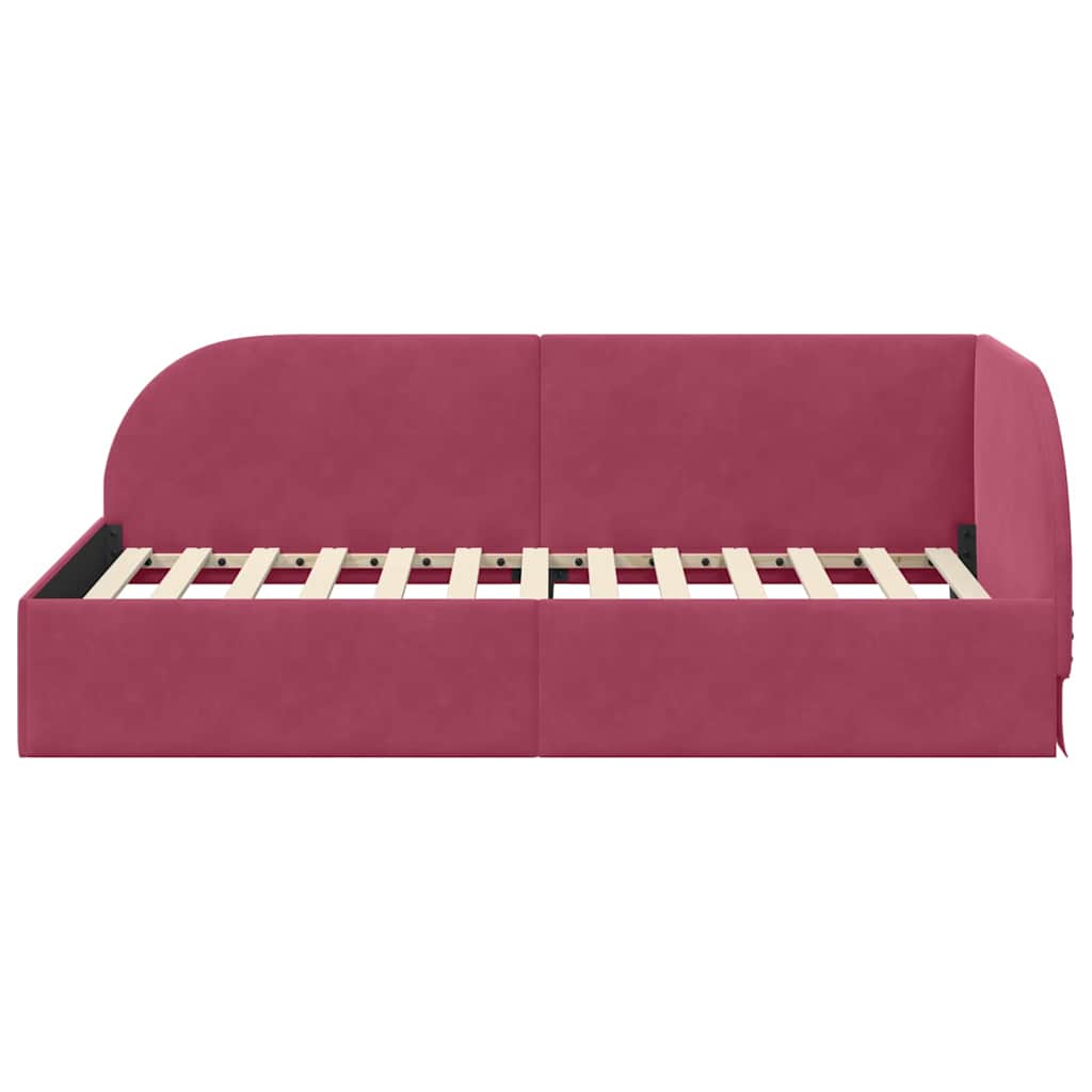 Kutni okvir kreveta Vinska crvena 100 cm x 200 cm Baršun