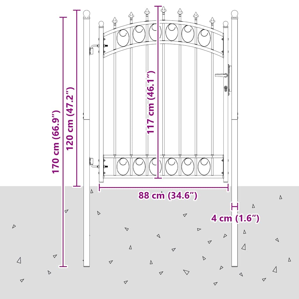 Vrata ograde s bodljama EMMEN 150 x 100 cm