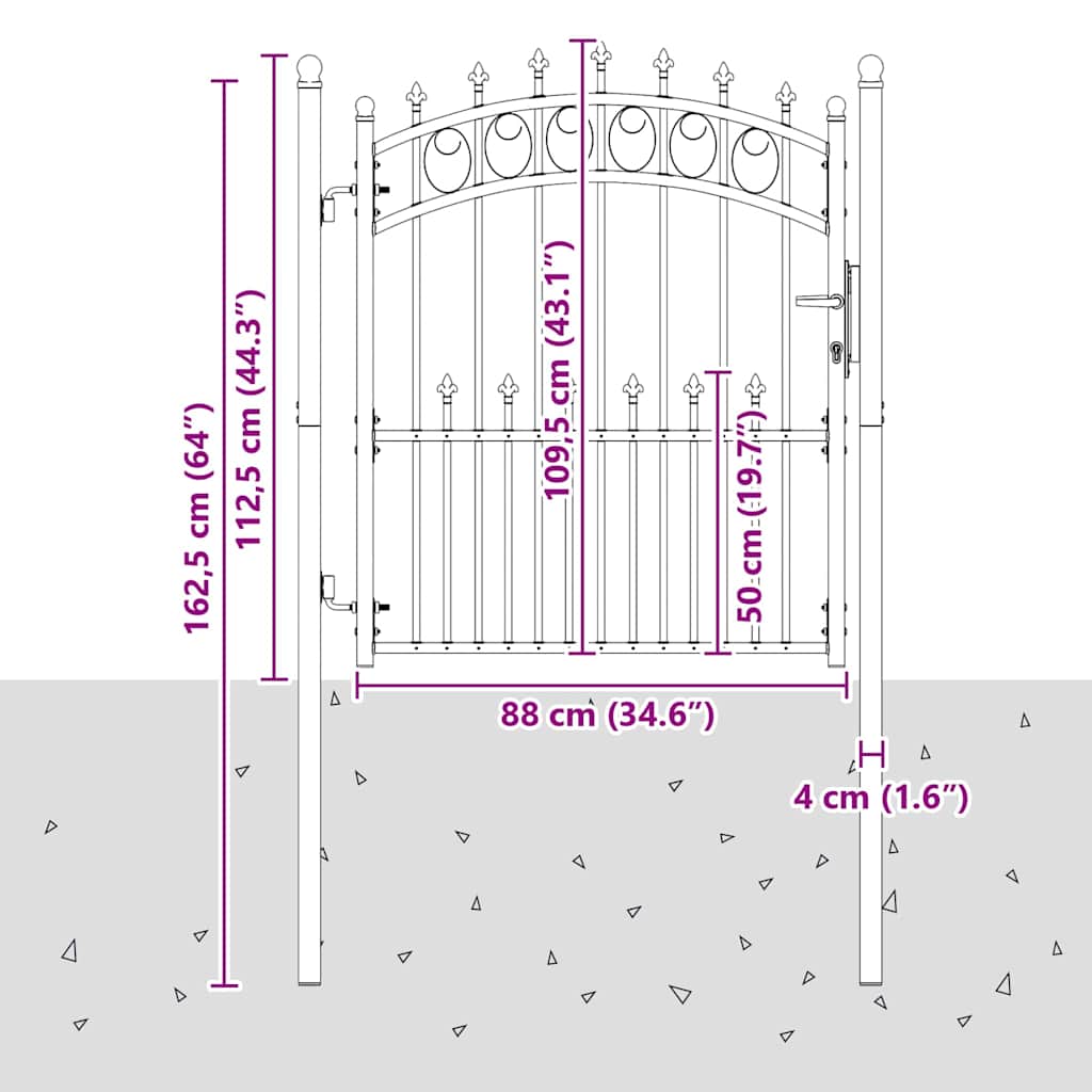 Vrata ograde s bodljama EMMEN 125 x 100 cm