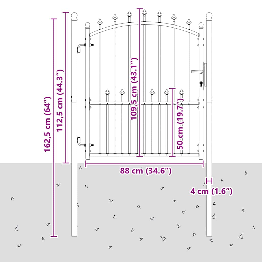 Vrata ograde s bodljama EMMEN 125 x 100 cm