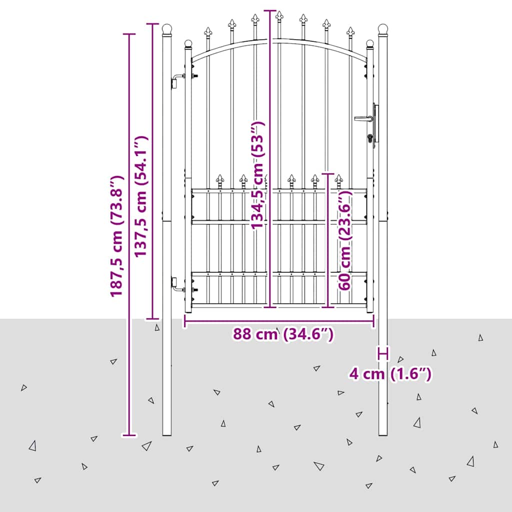 Vrata ograde s bodljama EMMEN 170 x 100 cm