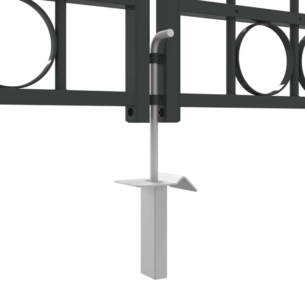 Ogradna vrata ASSEN 401 x 250 cm Čelik Siva Može se zaključati
