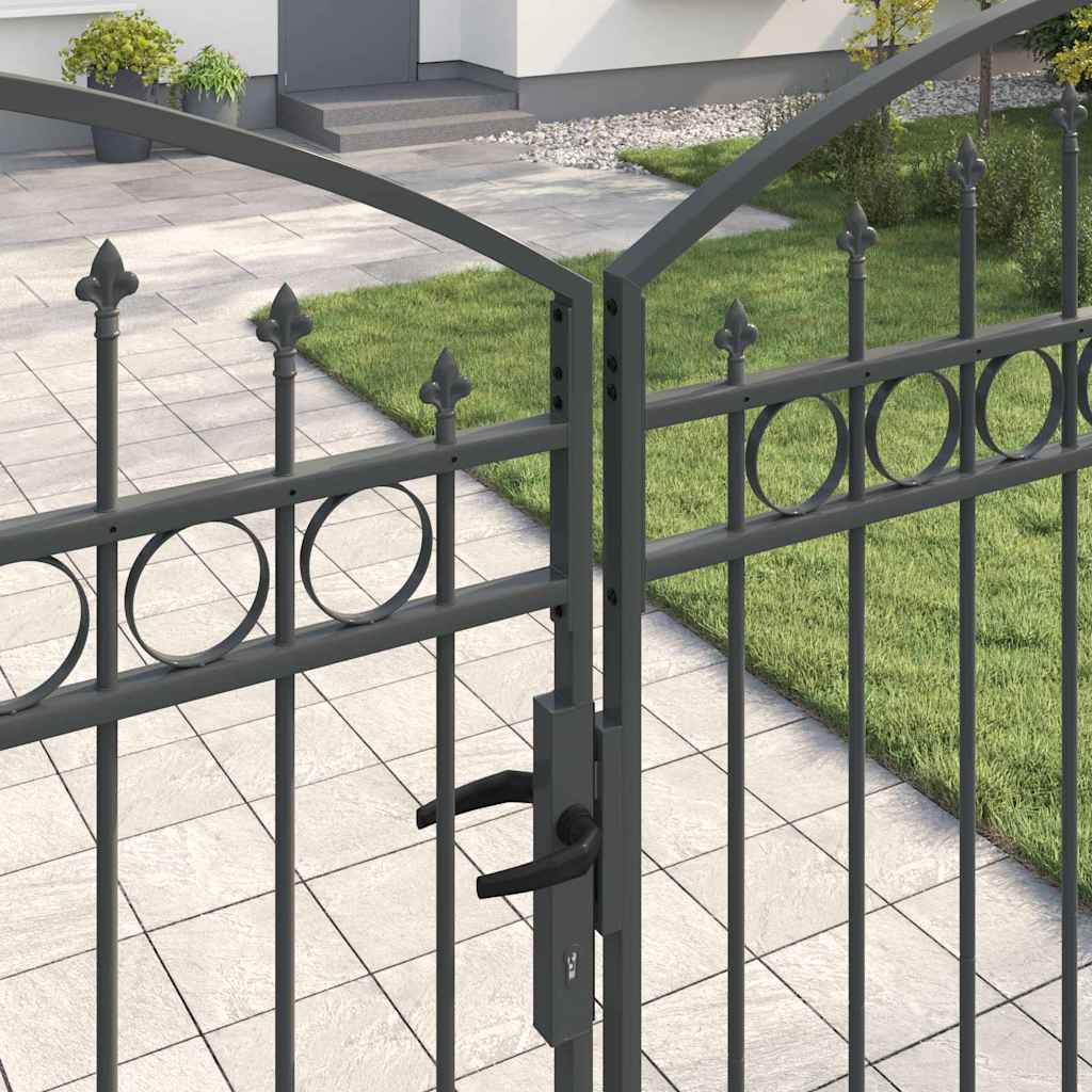 Ogradna vrata ASSEN 401 x 250 cm Čelik Siva Može se zaključati