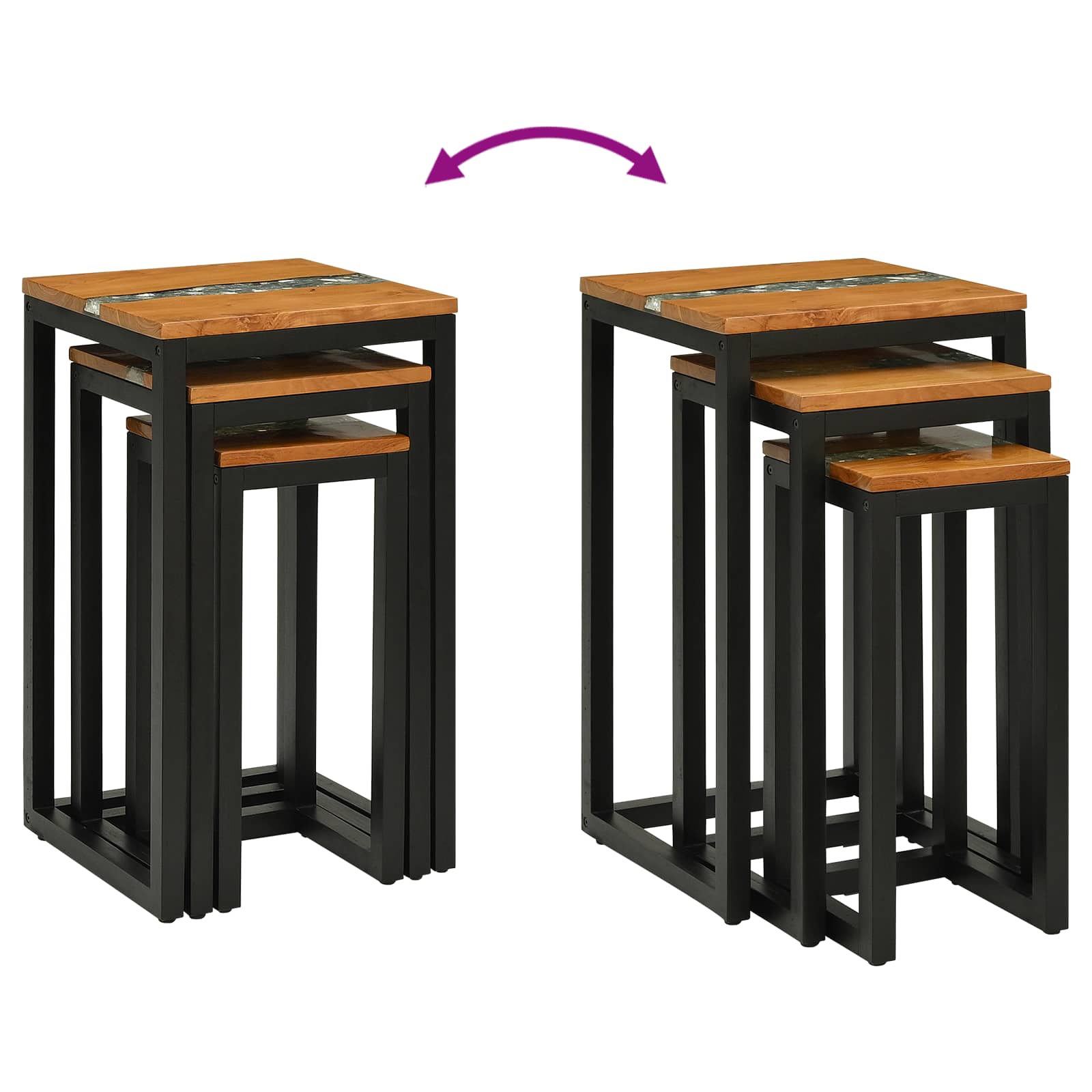 Stol za slaganje 3 pcs Smeđa Čvrsto teak drvo