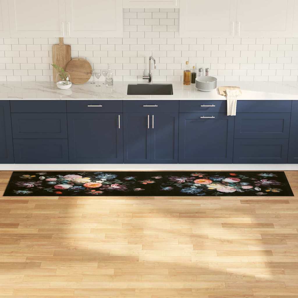 Kuhinjski Tepih Crna 300 x 60 cm Baršun
