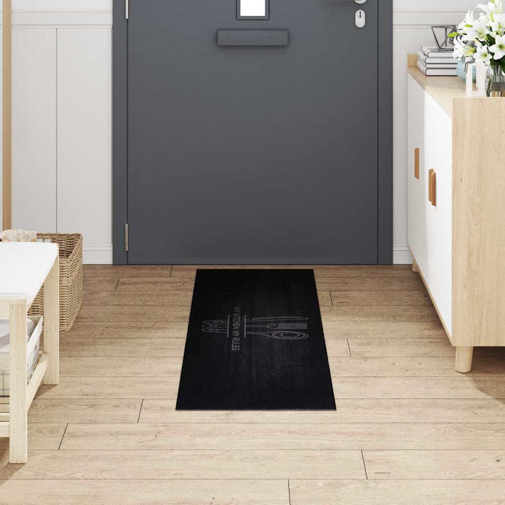 Kuhinjski Tepih Pribor za jelo Crna 150 x 45 cm Baršun