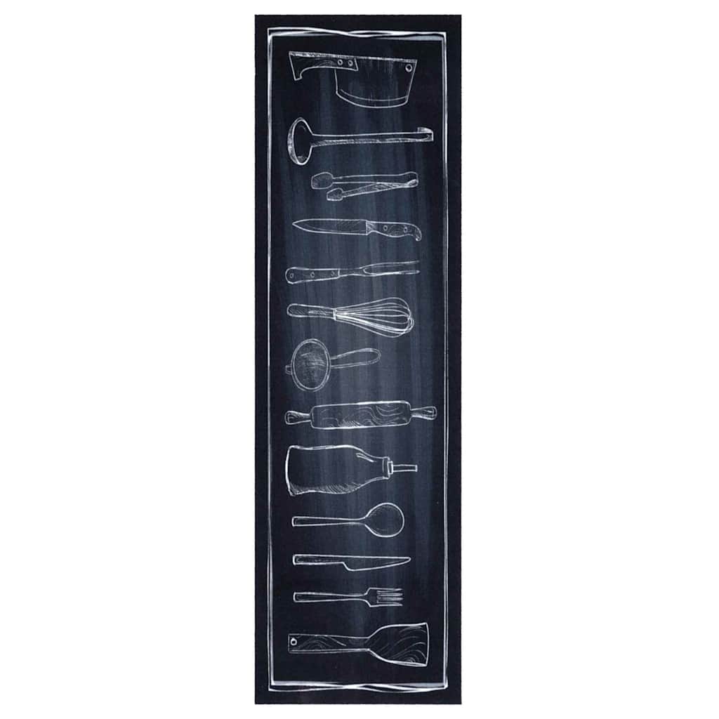 Kuhinjski Tepih Crna 150 x 45 cm Baršun