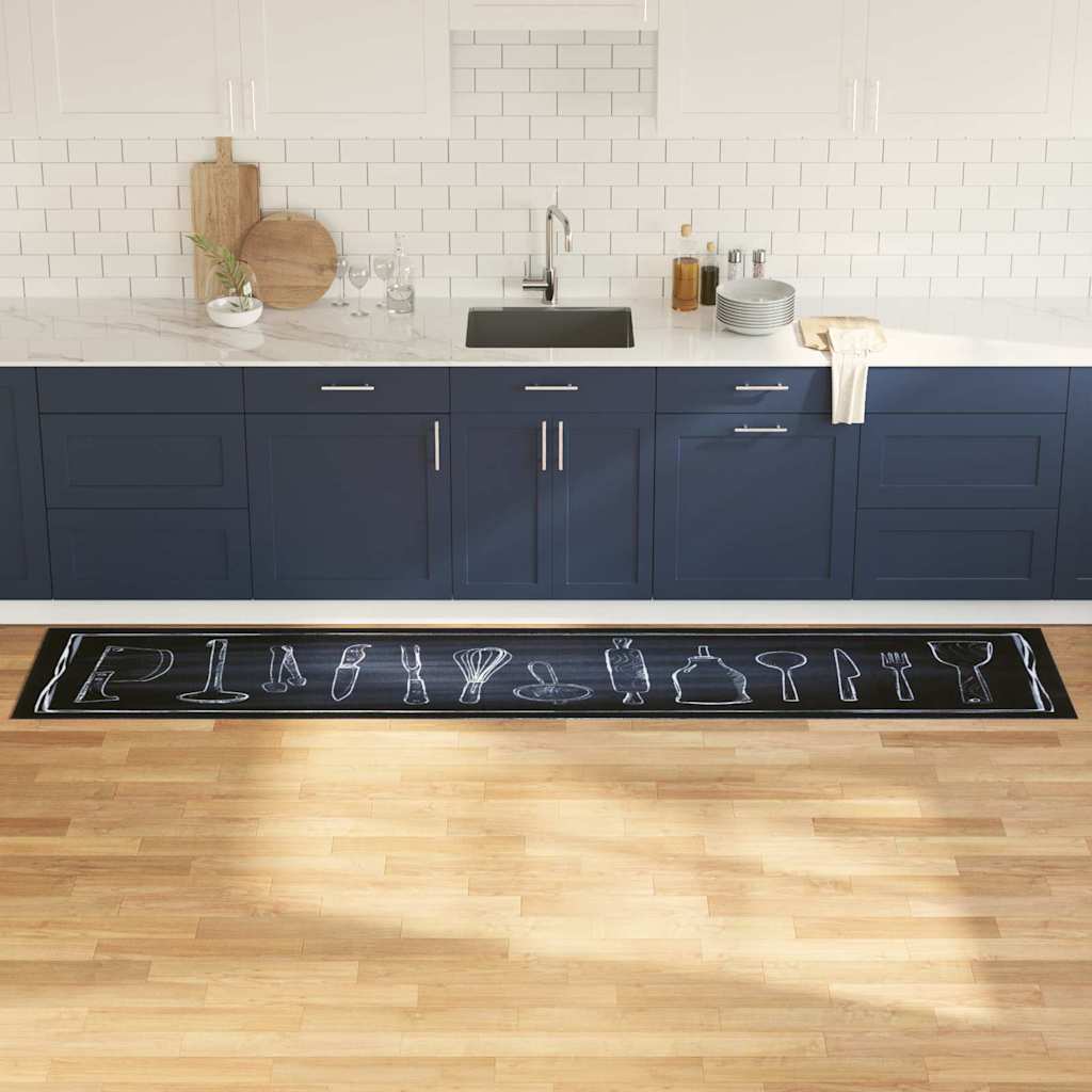 Kuhinjski Tepih Crna 300 x 60 cm Baršun