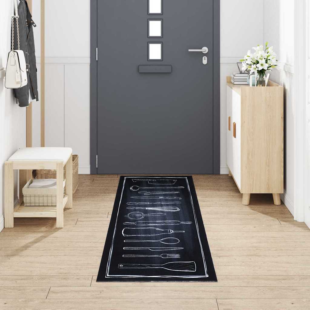 Kuhinjski Tepih Crna 300 x 60 cm Baršun