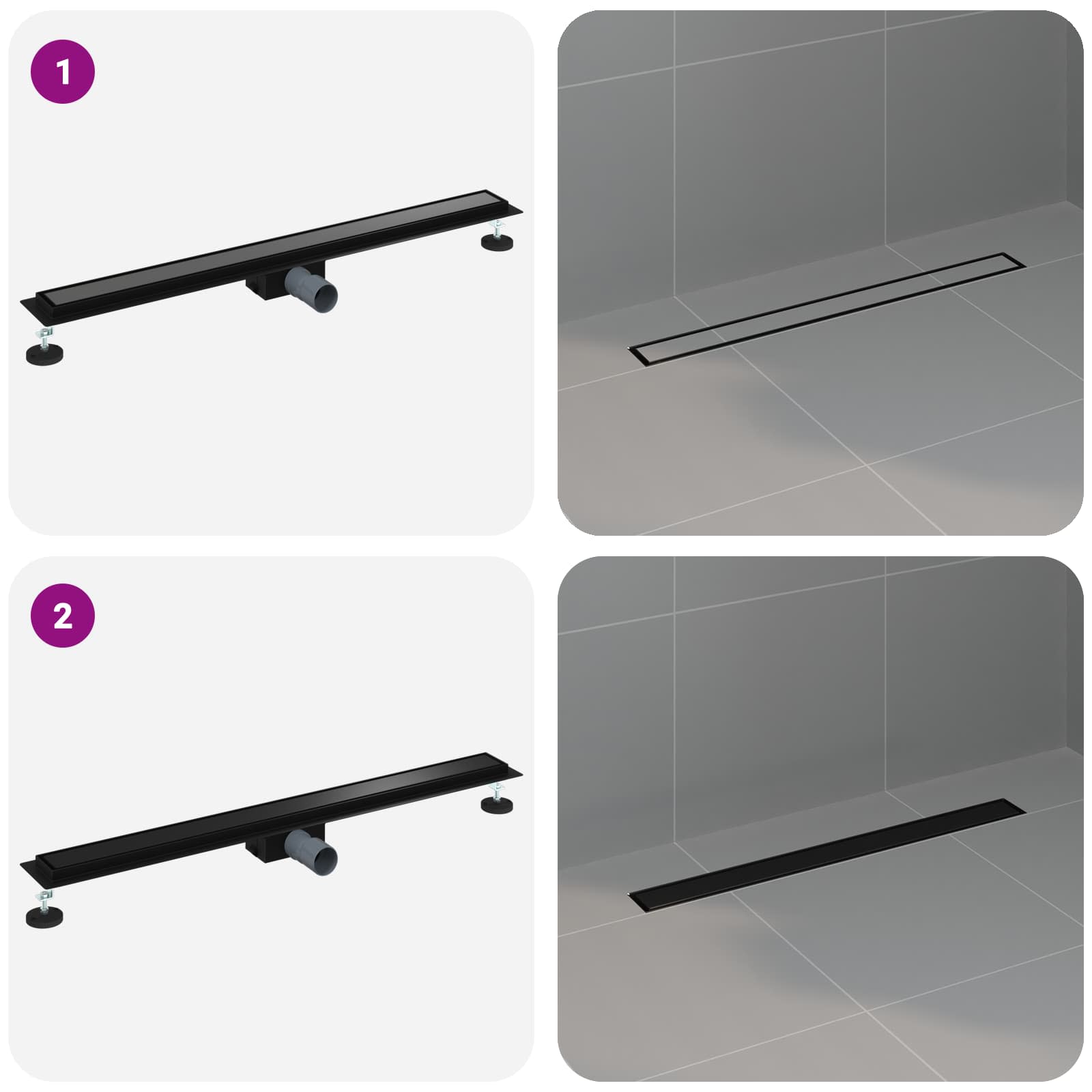 2 u 1 odvod za tuš Crna 100 cm Nehrđajući čelik 304