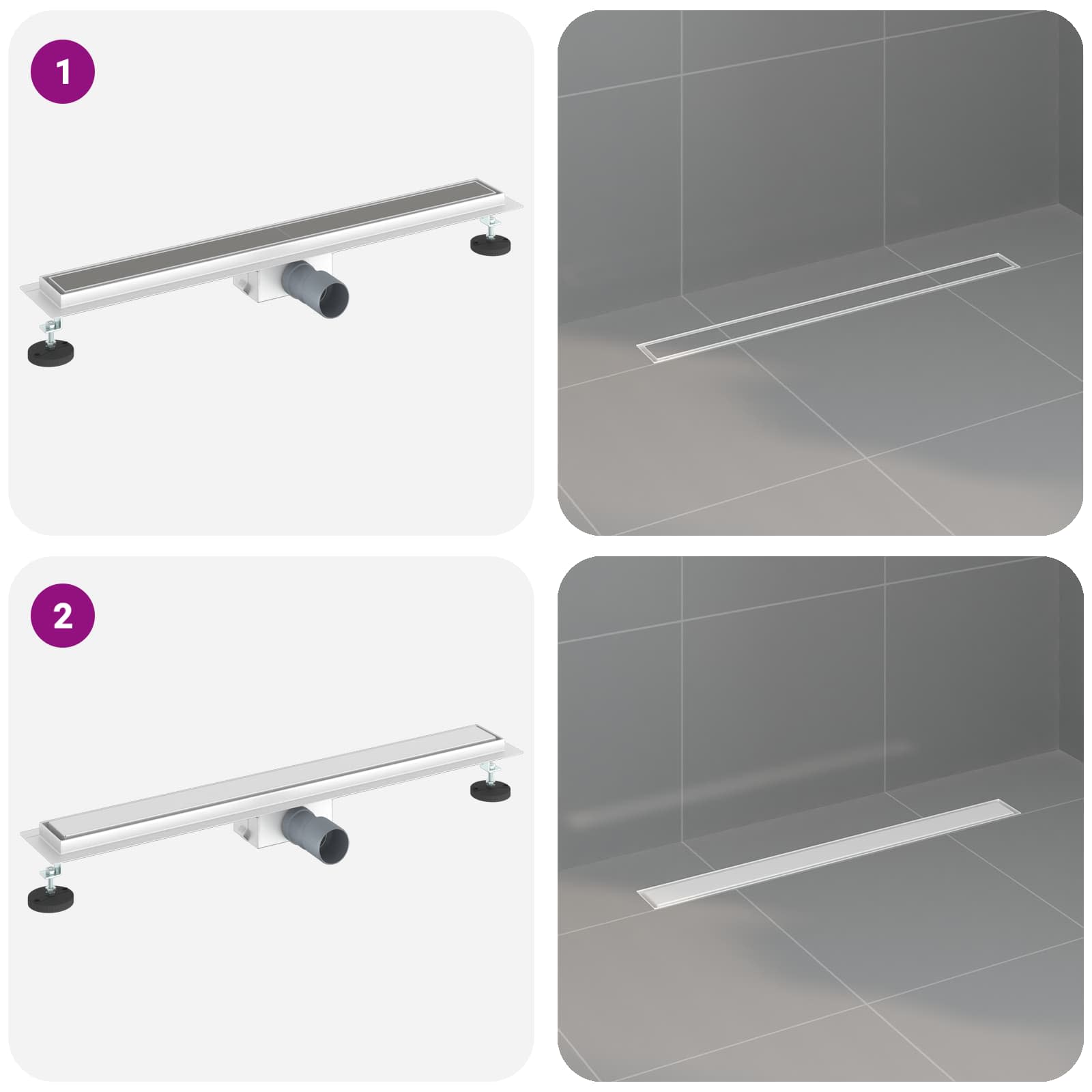 2 u 1 odvod za tuš Srebrno 70 cm Nehrđajući čelik 304