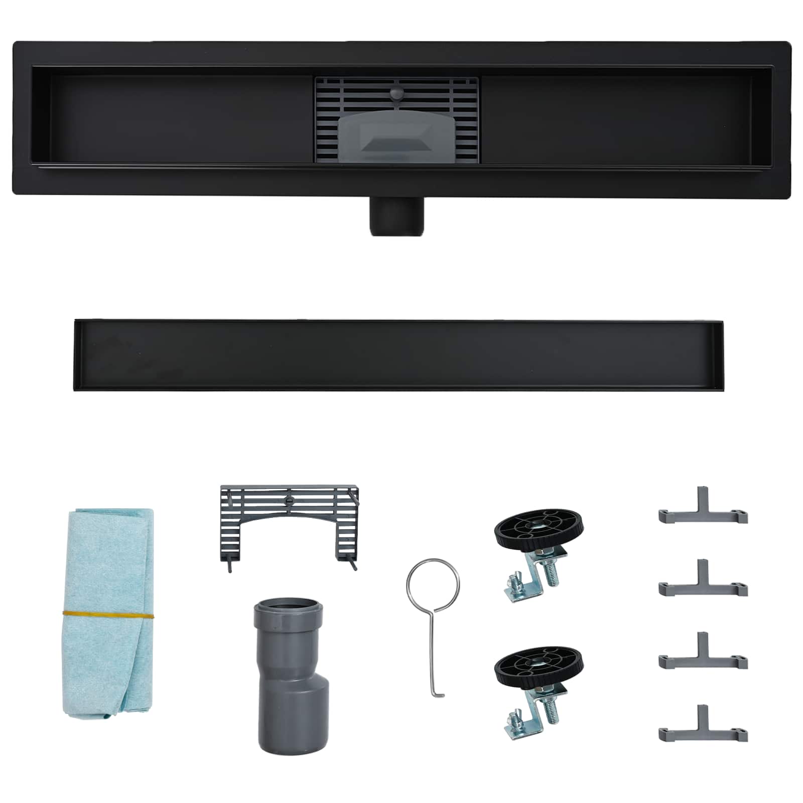 2 u 1 odvod za tuš Crna 70 cm Nehrđajući čelik 304