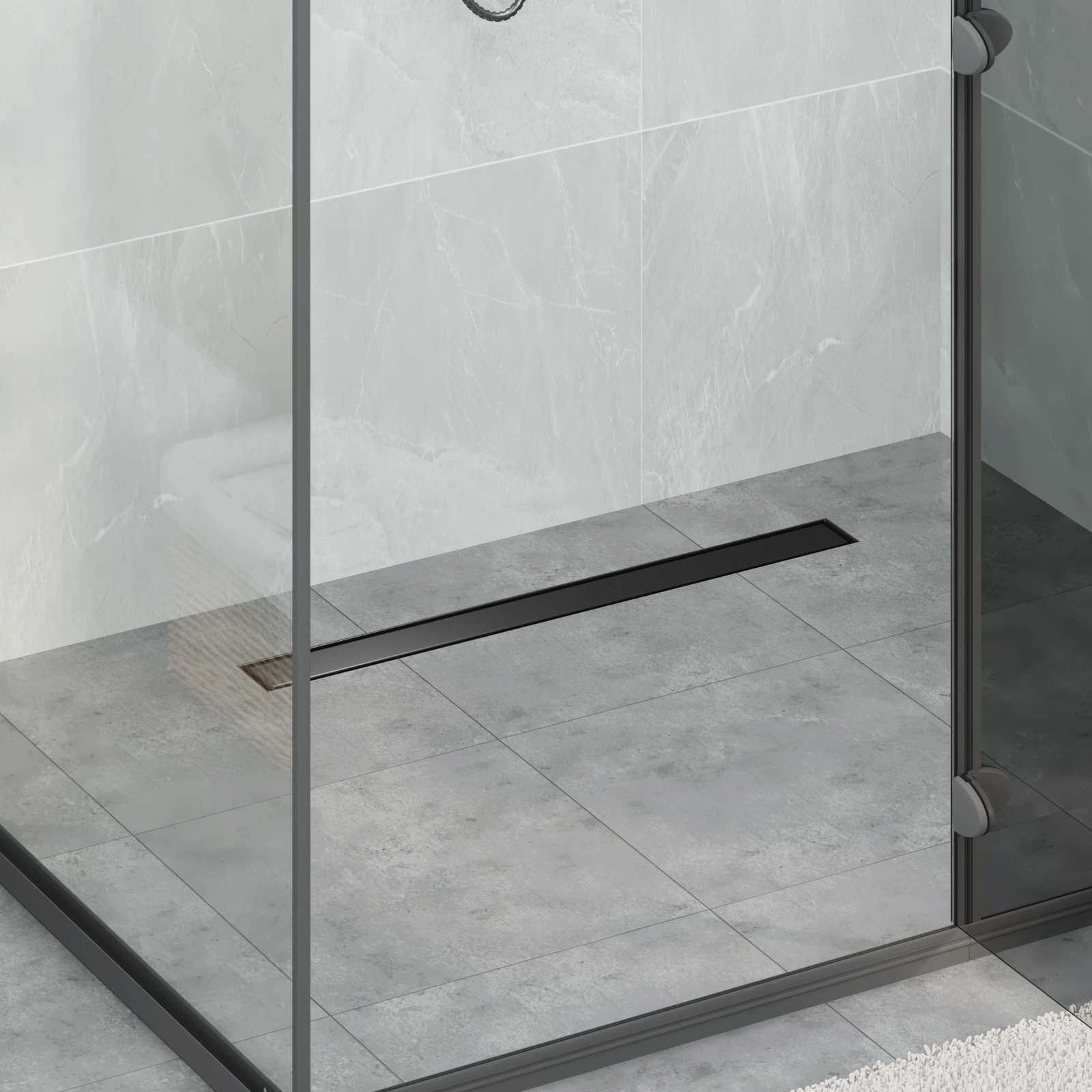 2 u 1 odvod za tuš Crna 70 cm Nehrđajući čelik 304