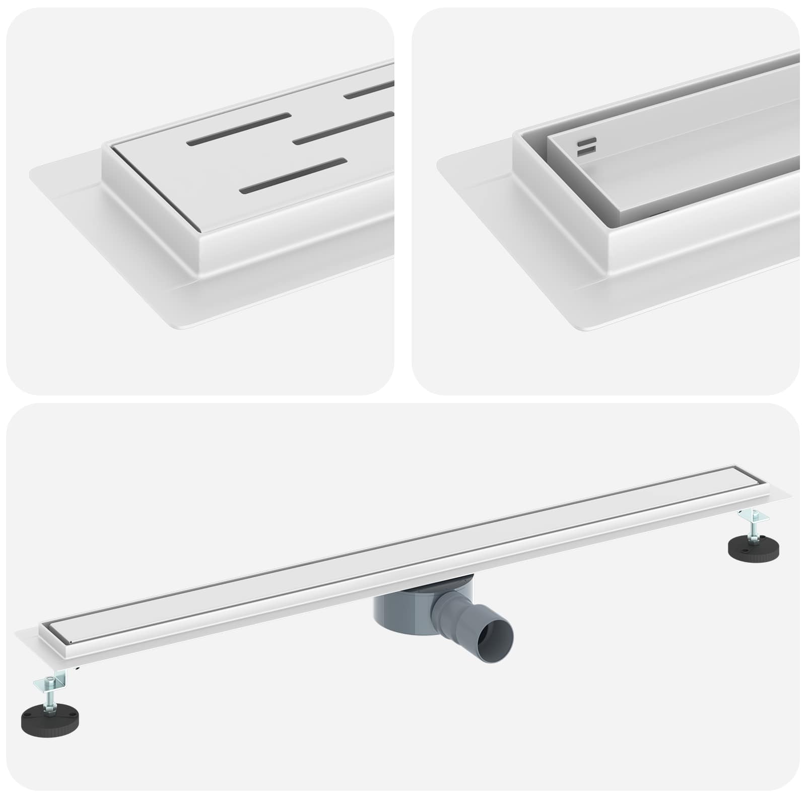 Tuš kanal 2-u-1 sa 360° sifonom Srebrno 90 cm