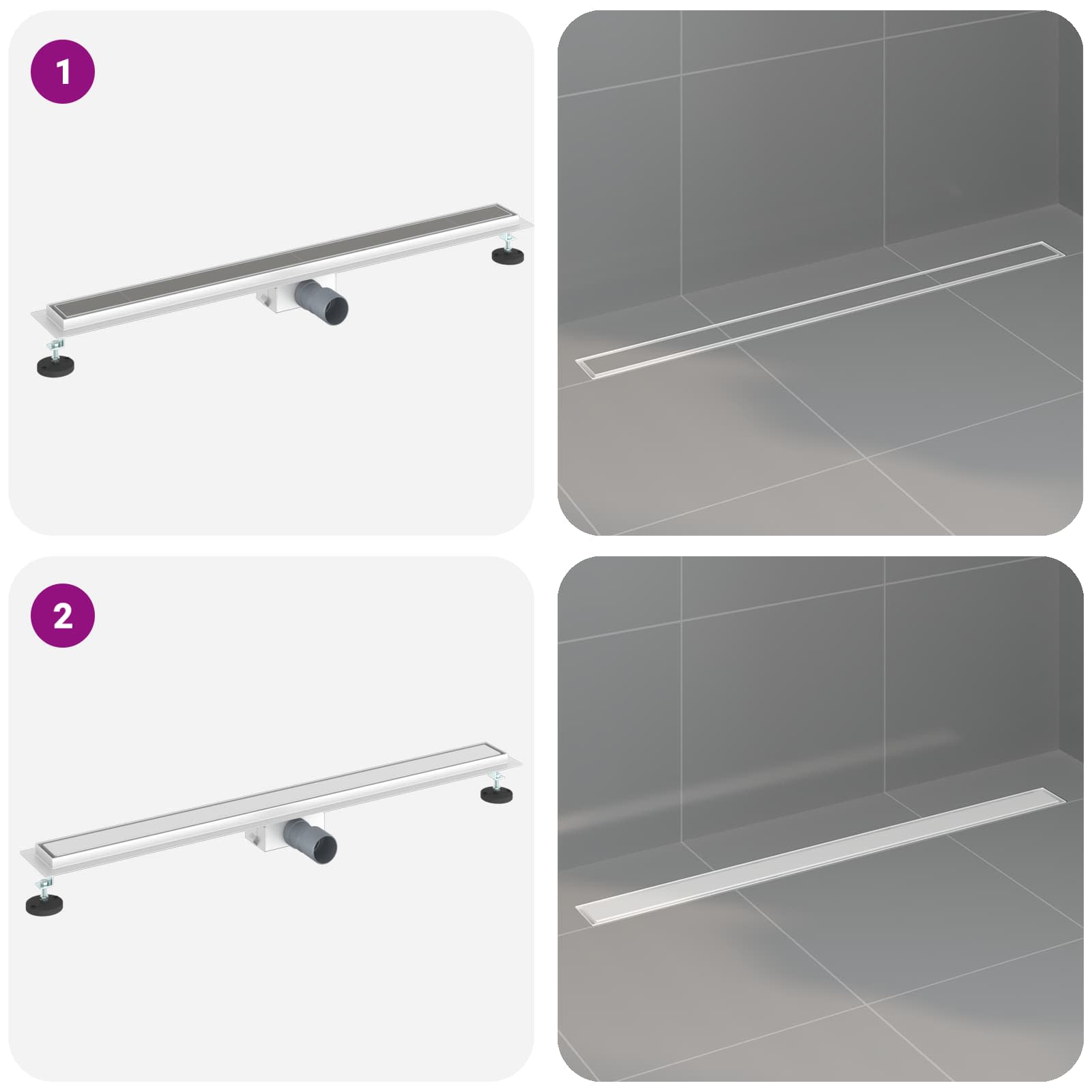 2 u 1 odvod za tuš Srebrno 90 cm Nehrđajući čelik 304