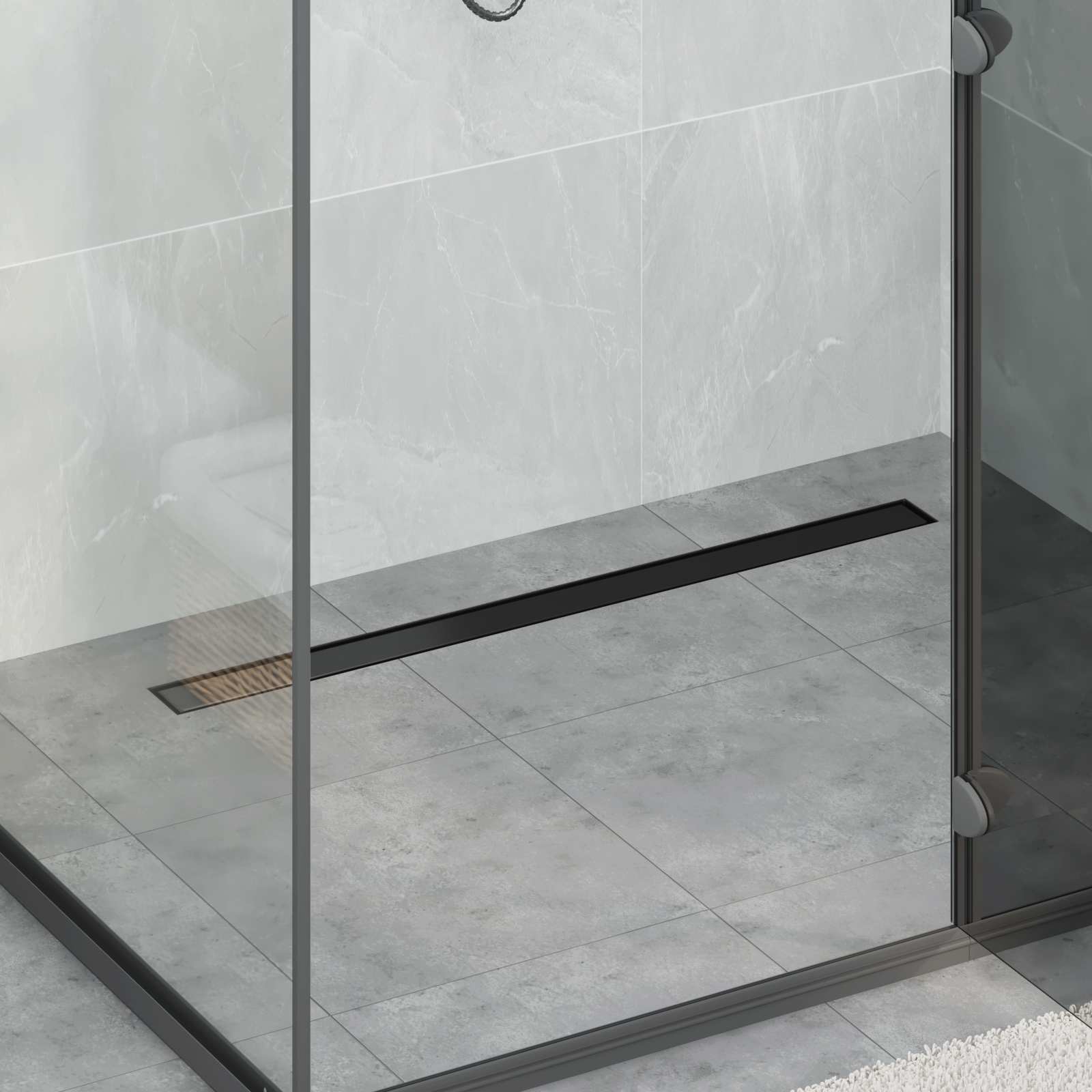 2 u 1 odvod za tuš Crna 90 cm Nehrđajući čelik 304
