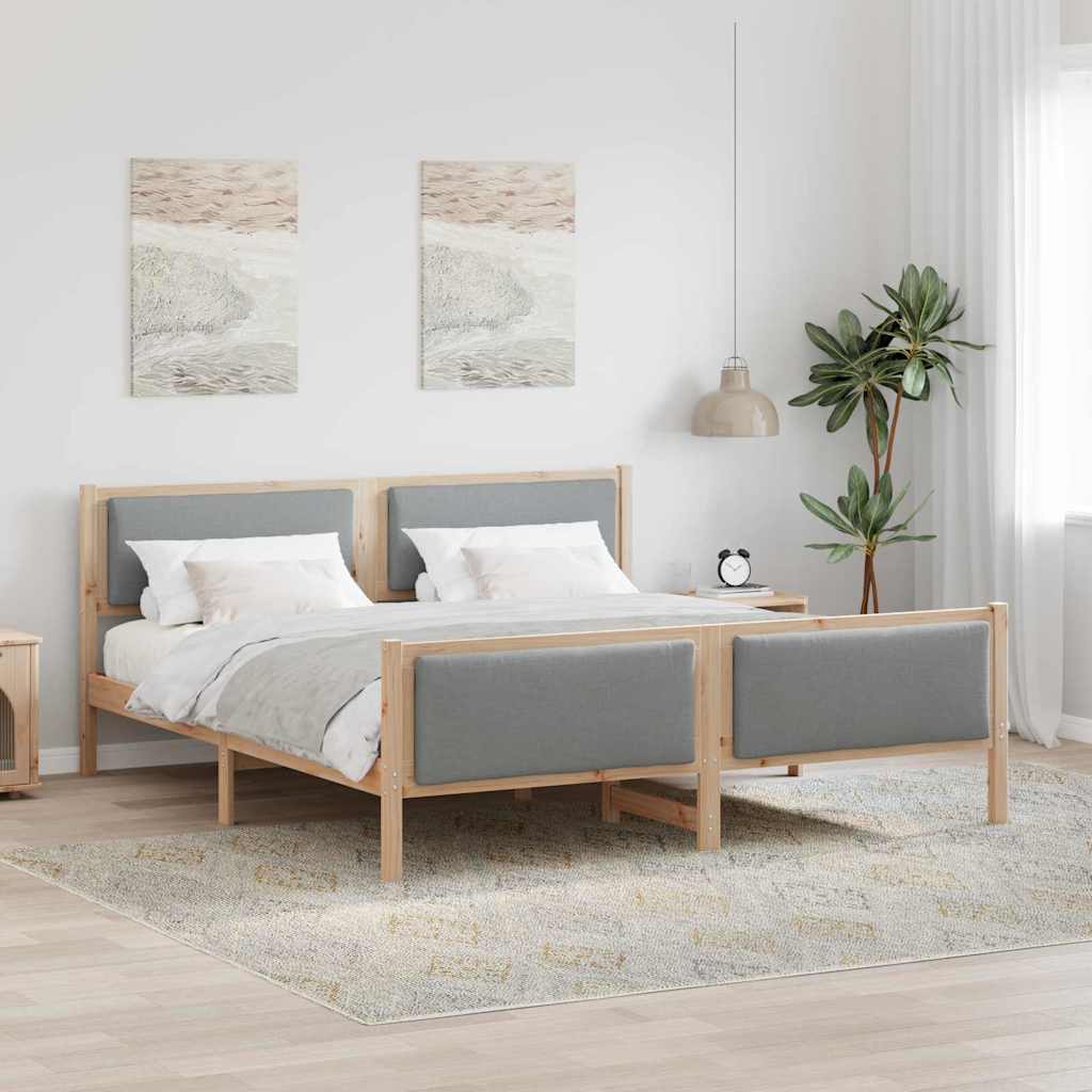 Krevetna konstrukcija Svijetlo siva 200 x 200 cm tkanina