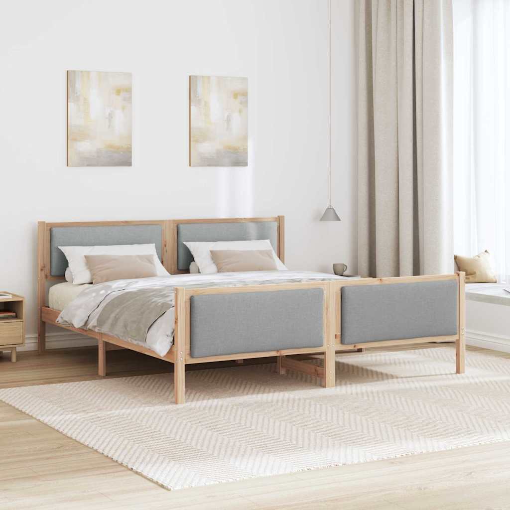 Krevetna konstrukcija Svijetlo siva 200 x 200 cm tkanina
