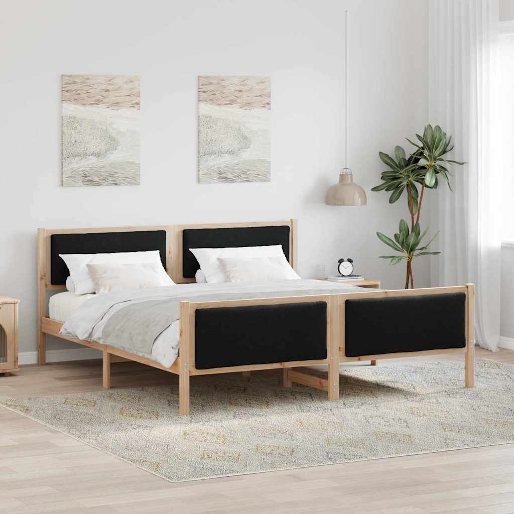 Krevetna konstrukcija s uzglavljem Crna 180 x 200 cm tkanina