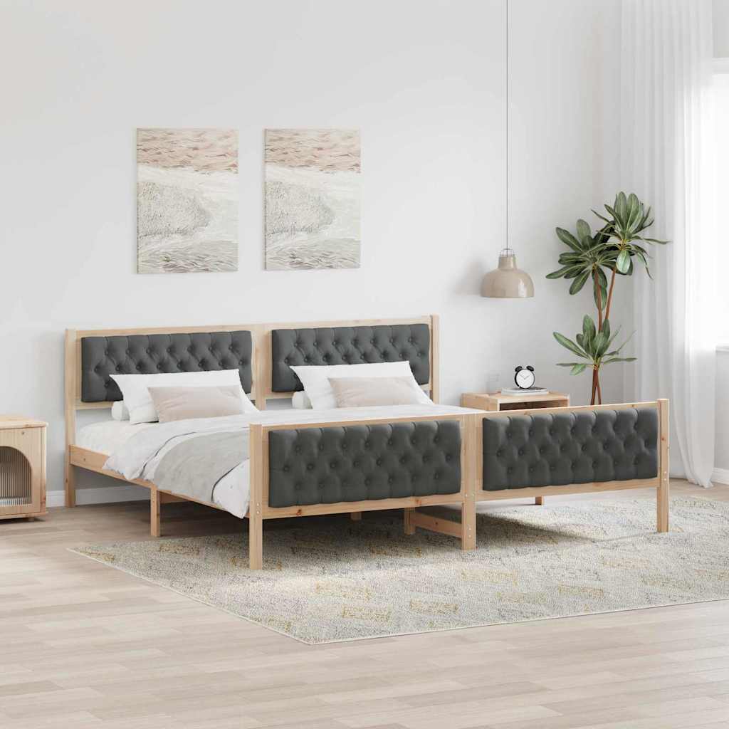 Krevetna konstrukcija s uzglavljem Tamno siva 200 x 200 cm