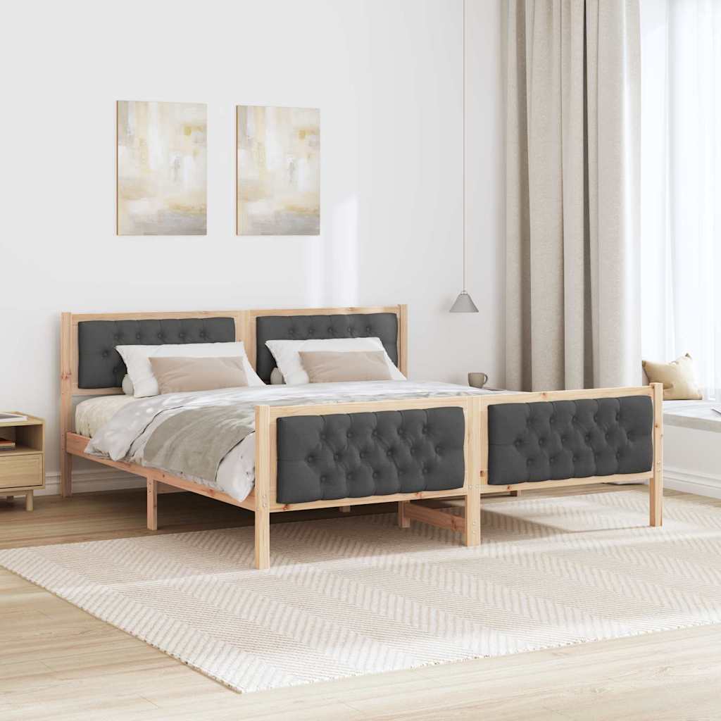 Krevetna konstrukcija s uzglavljem Tamno siva 180 x 200 cm