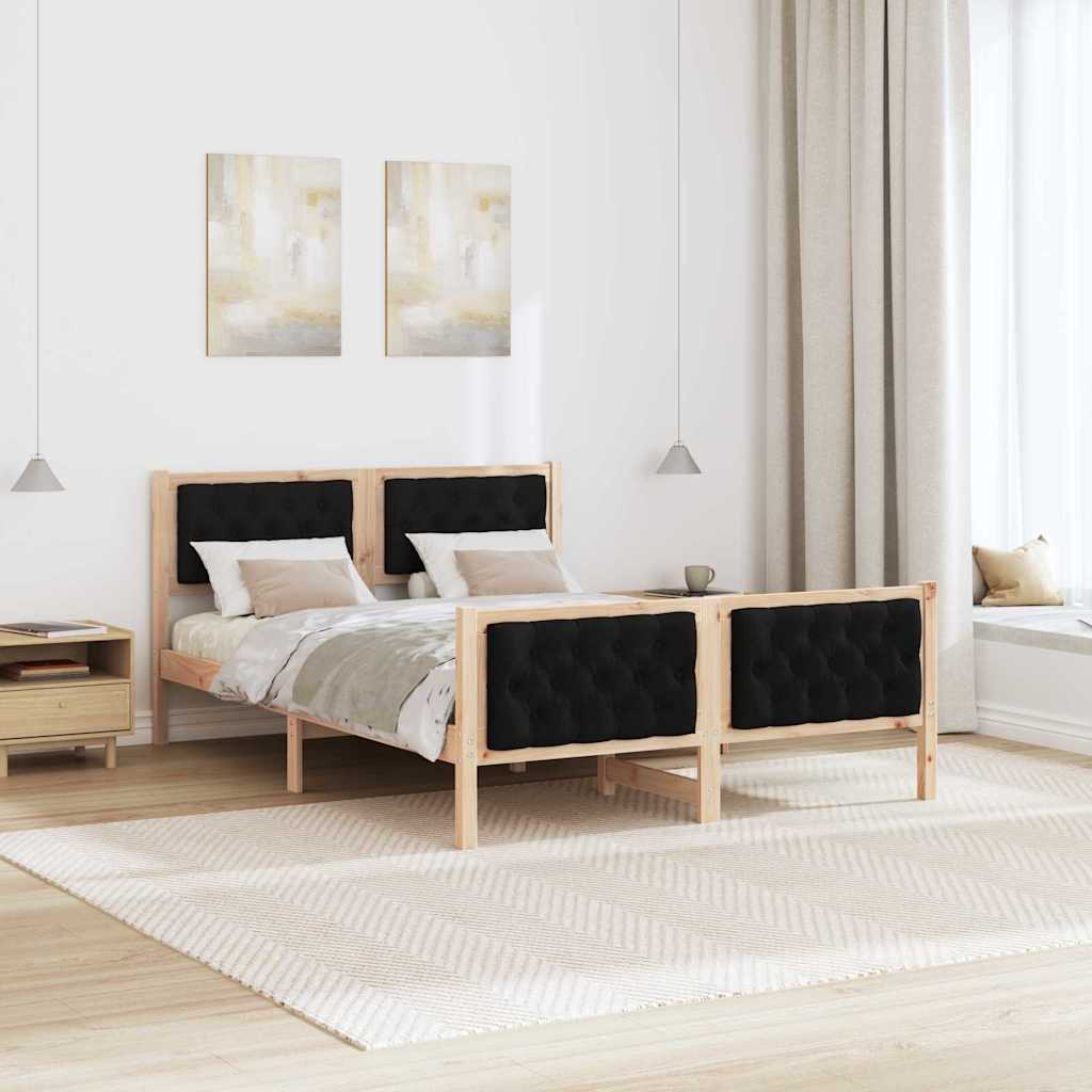 Krevetna konstrukcija Crna 150 x 200 cm Čvrsto borovo drvo