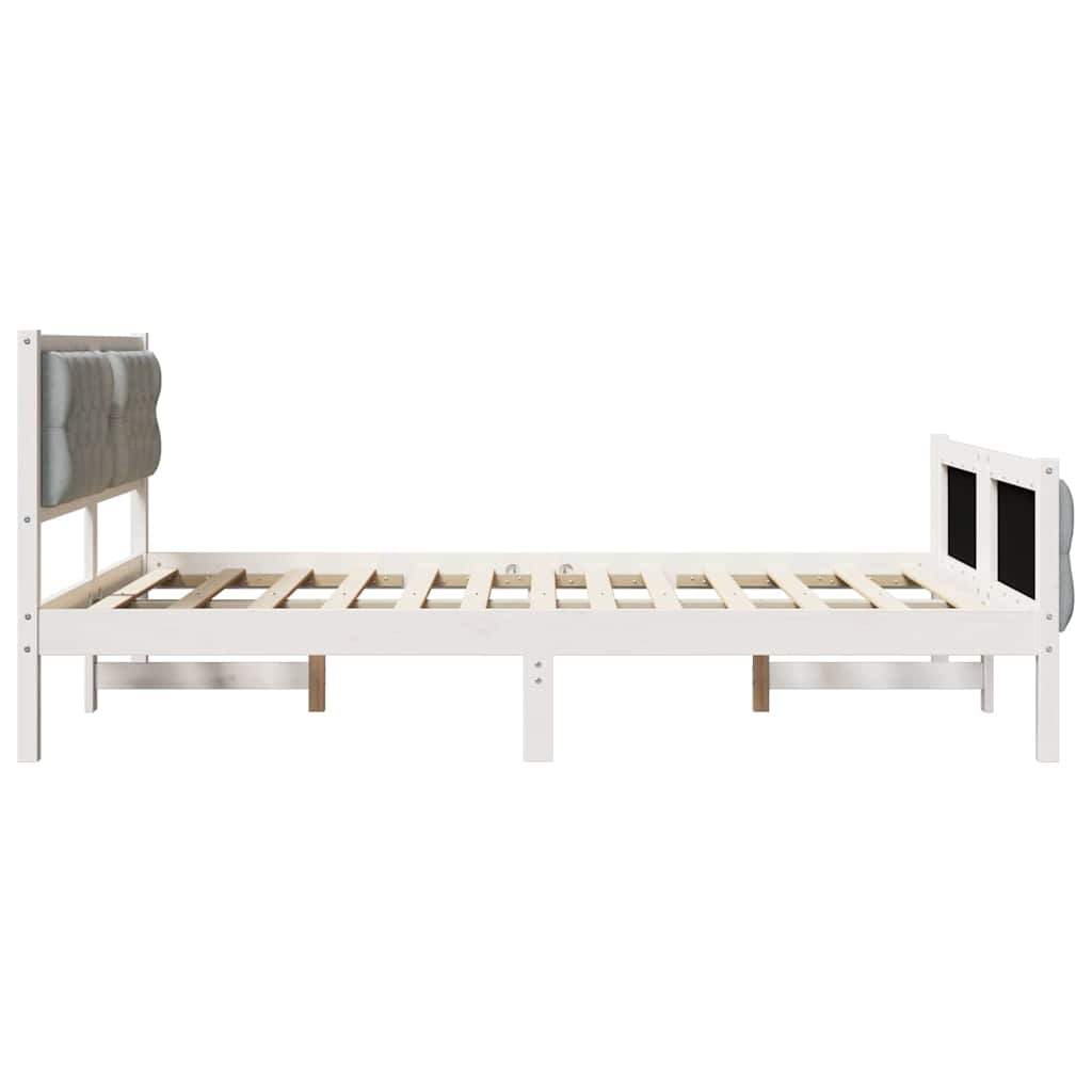 Krevetna konstrukcija s uzglavljem Svijetlo siva 150 x 200 cm Bijela