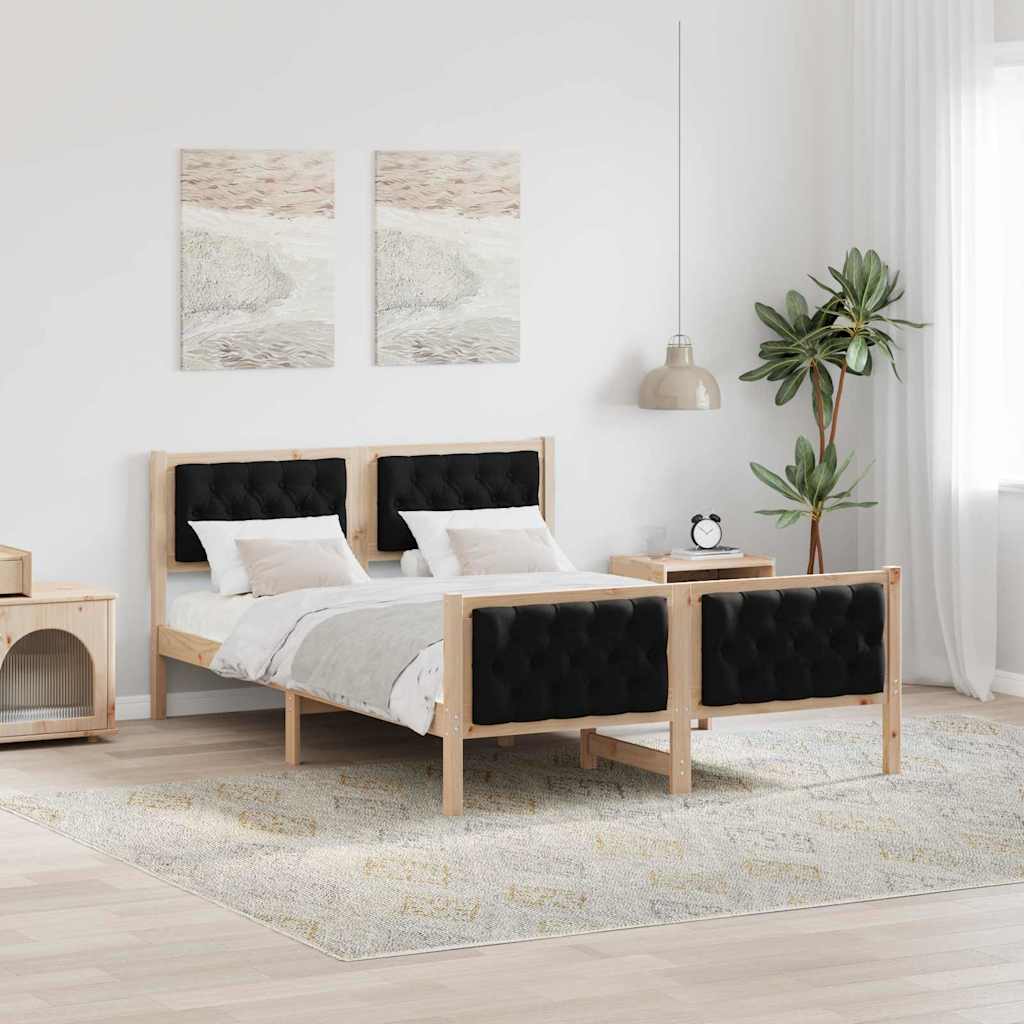 Krevetna konstrukcija Crna 140 x 200 cm Čvrsto borovo drvo