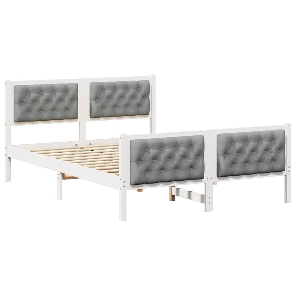 Krevetna konstrukcija s uzglavljem Svijetlo siva 140 x 200 cm Bijela