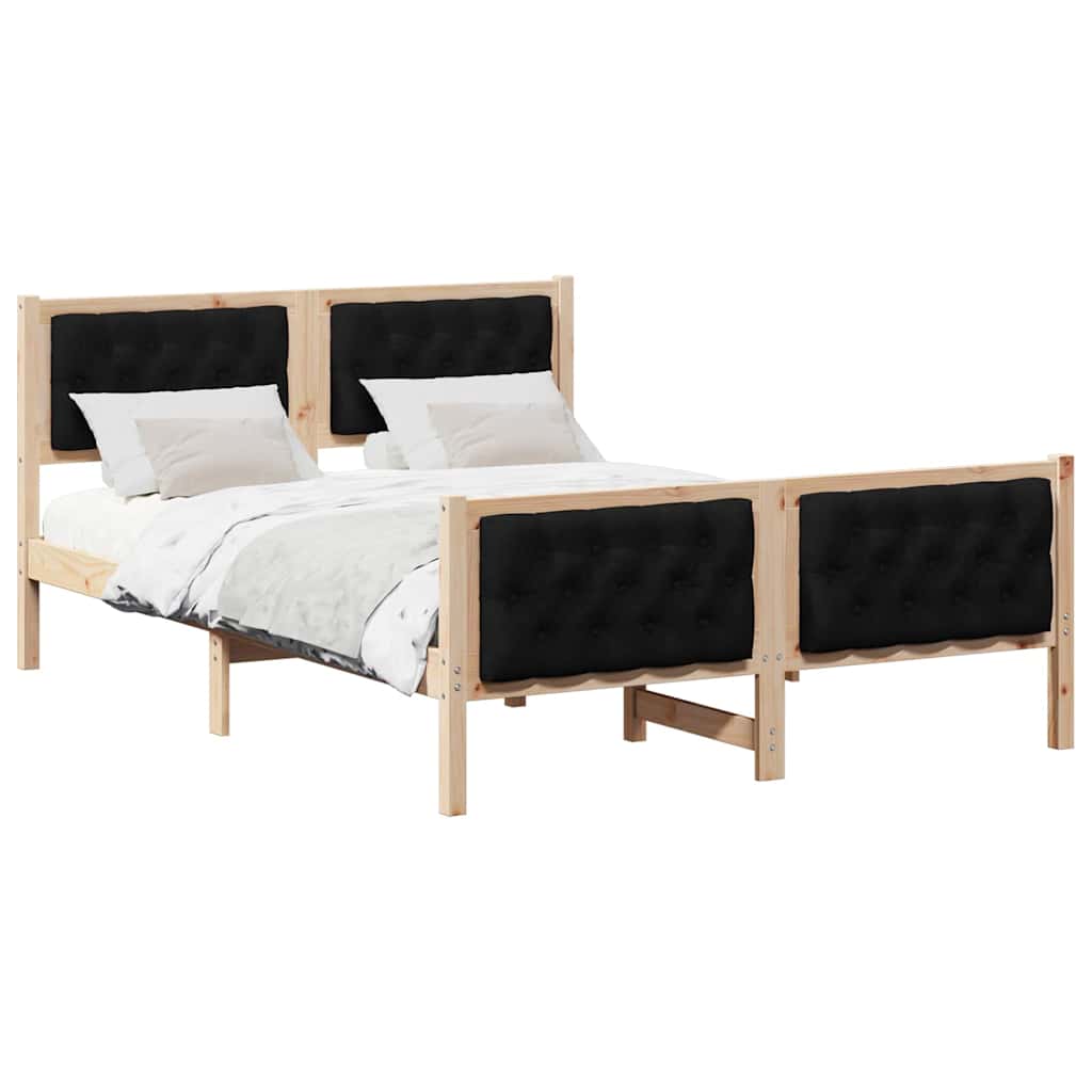 Krevetna konstrukcija Crna 140 x 190 cm Čvrsto borovo drvo