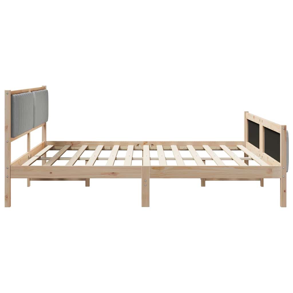 Okvir kreveta s uzglavljem Smeđa i svijetlo siva 200 x 200 cm